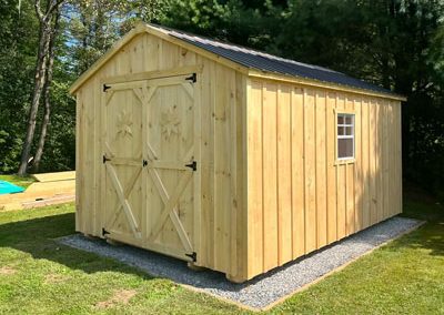 Amish Built Board and Batten Shed on a gravel pad