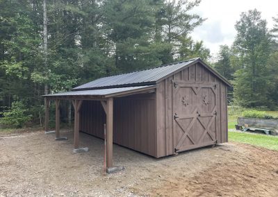 Custom brown shed with lean to