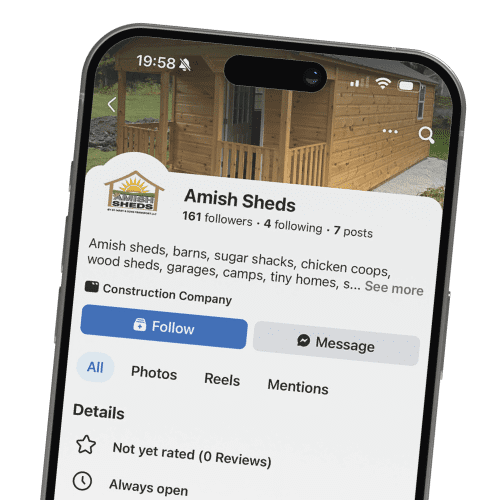 Screenshot of Amish Sheds Facebook Page